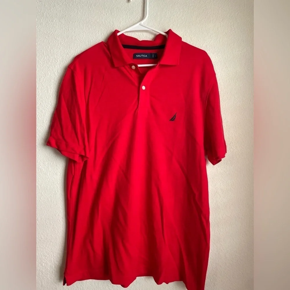 Nautica Vibrant Red Men's Polo Shirt 100% Cotton size L